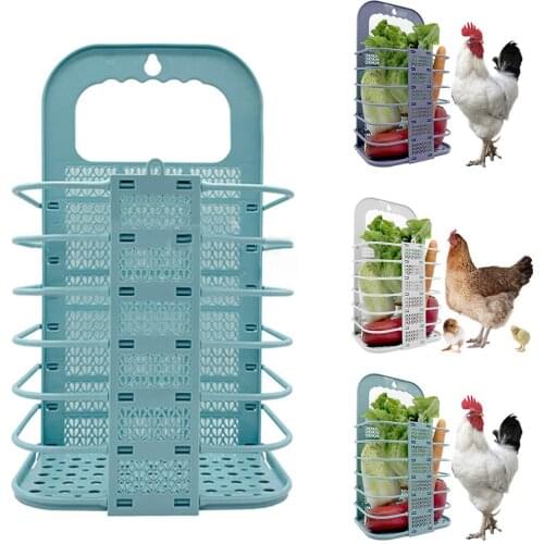 Poultry Chicken Vegetable Basket Folding Veggie Hanging Feeder For Hens Chicken Coop For Chickens Rabbits Hamster Guinea Pigs