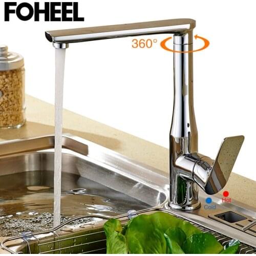 FOHEEL kitchen faucet Single Handle Single Hole black Kitchen Faucet 360 Degree Rotation kitchen sink tap Hot and Cold Water tap