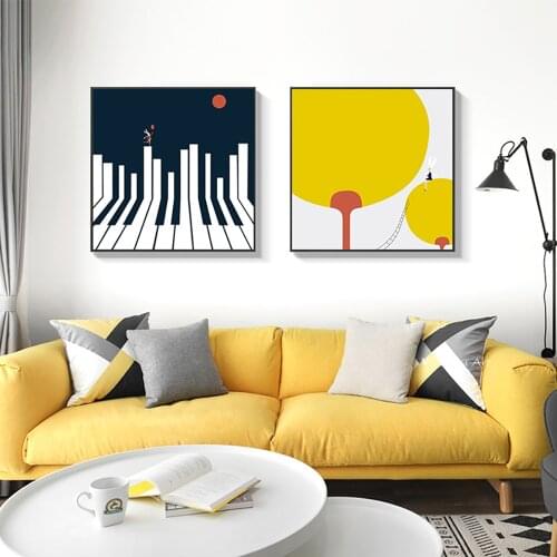 Modern Minimalist Wall Art Canvas Painting Abstract Warm Color Block Line Art Poster Handmade Wall Picture for Living Room Decor