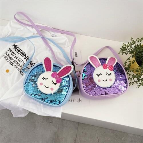Cute Rabbit Childrens Messenger Bag Sequins Bunny Baby Girl Small Shoulder Bags Lovely Kids Mini Accessories Coin Purse Handbag
