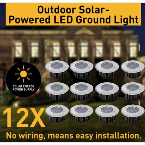 12Pcs Solar Power Buried Stair Light Under Ground Lamp Outdoor Pathway Garden Decorations Floor Lawn Lamp Waterproof Footlight
