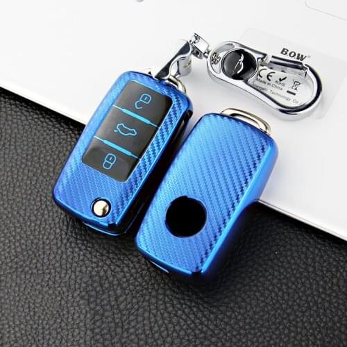 TPU Carbon Fiber Texture Car Key Cover Case For VW Polo Golf Passat for Skoda Octavia A5 Bora Jetta Seat Ibiza Leon Accessories