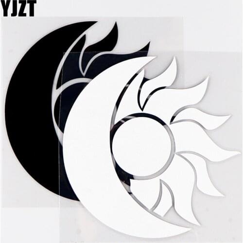 YJZT 13.3×13.5CM Abstract Moon Sun Art Mural Personality Car Stickers Vinyl Decals Black / Silver 10A-0607