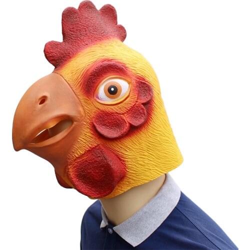 Yellow Rooster Mask Adults Mad Chicken cockerel Latex Mask Halloween scary funny masquerade cosplay Mask For Men And Women