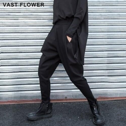Black Elastic Waist Vintage Harem Pants Women New Plus Size Loose Casual Long Trousers 2021 Spring Autumn Fashion Streetwear