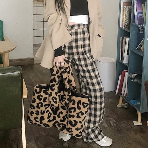 Winter New Fashion Shoulder Bag Female Leopard Female Bag Chain Large Plush Winter Handbag Messenger Bag Soft Warm Fur Bag