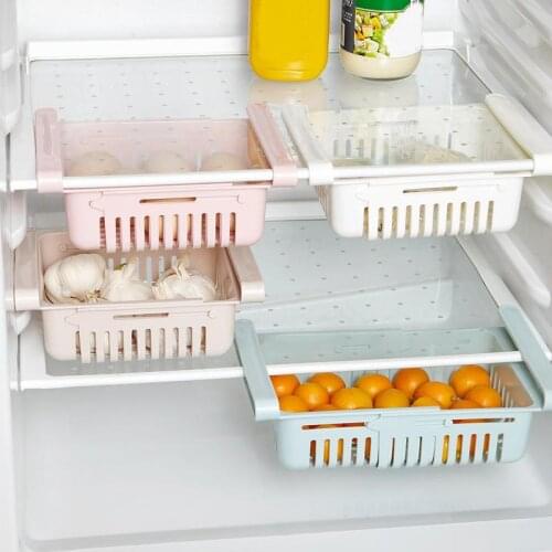 1PC Adjustable Stretchable Fridge Organizer Drawer Basket Refrigerator Pull-out Drawers Fresh Spacer Layer Storage Rack