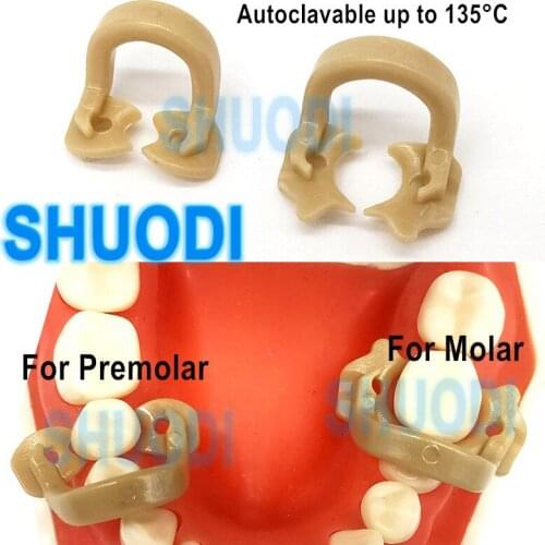 1 piece Dental Rubber Dam Clamps Resin Molar Premolar Clips Autoclavable 134℃ Rubber Barrier Clamps for Dentist