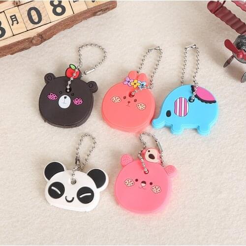10Pcs Novelty Cartoon Animal Silicone Car Key Caps Covers Holder Key Chain Case Shell Kids Party Event Gift Favor pinata filler