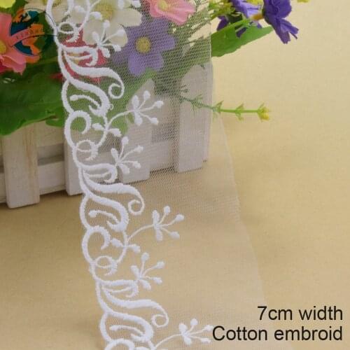 10yards 7cm wide Cotton embroid lace sewing ribbon guipure trim wedding lace DIY Garment Accessories french african lace#3958