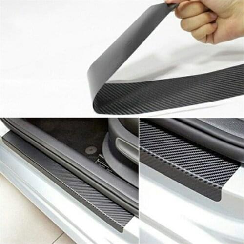 4pcs/set Car Door Threshold Stickers Car Pedal Carbon Fiber Sticker Door Sills Protector Car Door Plate Anti-scrath Strip