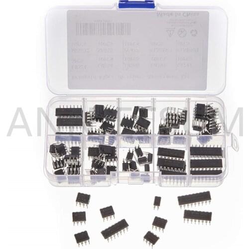 85pcs 10Types Integrated Circuit chip Assortment Kit,opamp,Single Precision Timer,pwm,Including:LM324 LM358 LM386 LM393 UA741