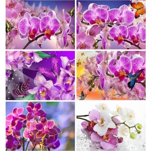 Butterfly orchid diamond painting full square flowers mosaic art embroidery cross stitch rhinestone picture puzzle wall decor