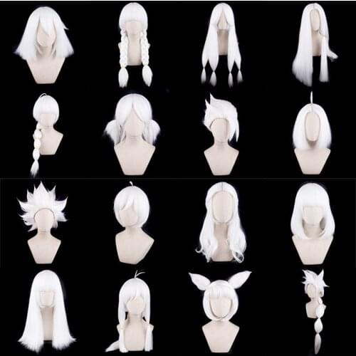 Anime Game Hatake Kakashi White Cosplay Wig Synthetic Hair Halloween Costume Party Play Wigs
