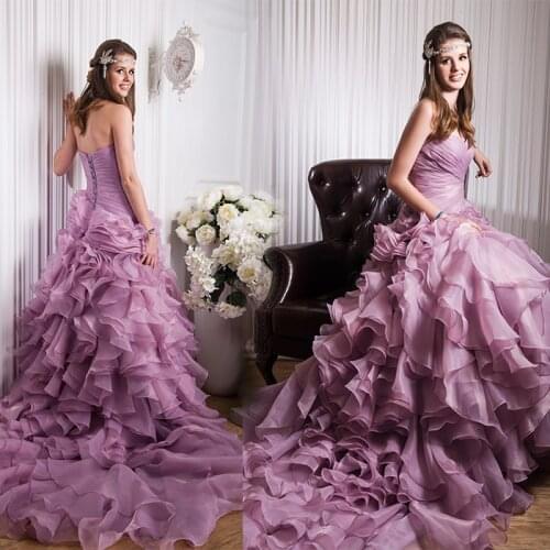 Organza Sweetheart A Line Wedding Dresses Ruffles Bride Dress 2021 Robe De Mariee Bridal Gowns