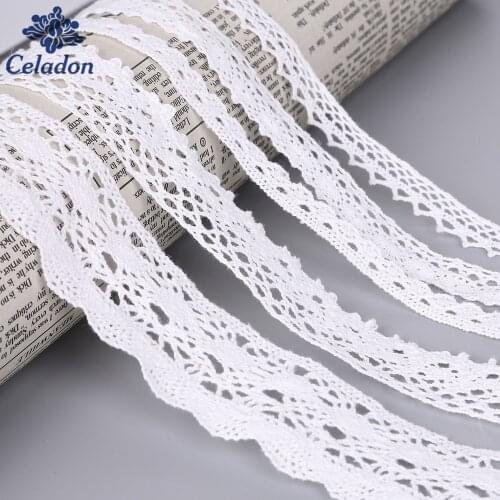 White Lace Ribbon 5 Yards/Lot Cotton Crocheted Lace Fabric DIY Embroidered Net Lace Trim For Sewing Decoration