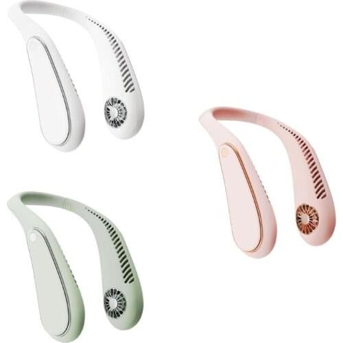 Mini Bladeless Neck Hanging Fan USB Rechargeable Fan Mute Sports Fans for Home Outdoor A6HB