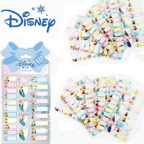 Disney Frozen Name Tag Sticker Waterproof Sofia Princess Pony Label Children School Stationery Camp Tags Pencil Sticker