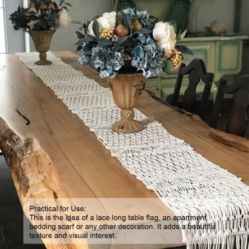 Bohemian Table Runner Handmade Table Bed Tapestry Hand-woven Macrame Table Runner With Tassels Wedding Party Home Decoration
