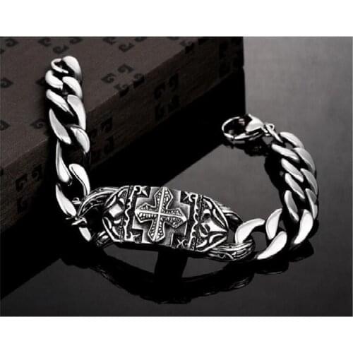 Titanium steel - engraved cross bracelet