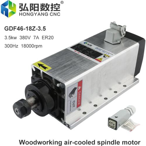 3.5KW Air-Cooled Spindle Motor 380v ER20 Collet 300Hz Flange Mount Motor Extended 4 Bearing CNC Milling Machine Wood Carving