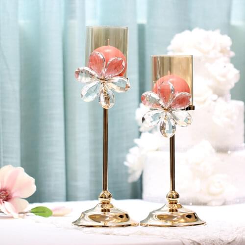 Europe Crystal Glass Candle Holders Wedding Table Centerpieces Candlestick Christmas Candelabra Home Decoration Accessories