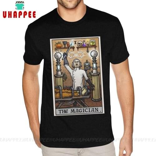 Oversized The Magician Tarot Card Halloween Mad Scientist Gothic T Shirts Men Custom Short Sleeved Ultra Cotton Black Crew Tee