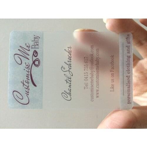 Custom Plastic transparent PVC business card visit card one face printing-clear card matte faces 0.38mm thick-200 cards per name