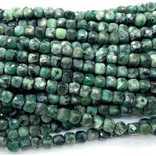 Veemake Emerald Natural DIY Necklace Bracelets Earrings Ring Gemstones Faceted Irregular Cube Small Beads For Jewelry Making