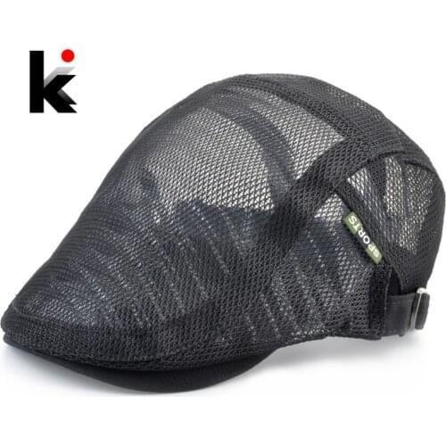 Summer Mesh Peaked Cap Men Outdoor Casual Beret Caps Women Solid Color Newsboy Hats Adjustable Visor Hats Breathable Flat Cap