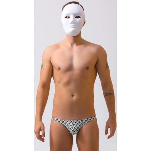 Geometric lattice Low Waist Swimwear men Sexy Gay Swimsuit Beach Bathing Suit Shorts Zwembroek Swimming Trunks Briefs Bikini