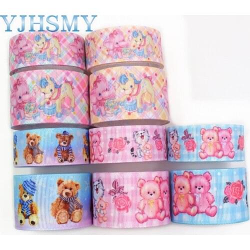 I-19920-2238,1"(25/38mm),5yards Bear heat transfer printing grosgrain ribbon, bow cap DIY accessories