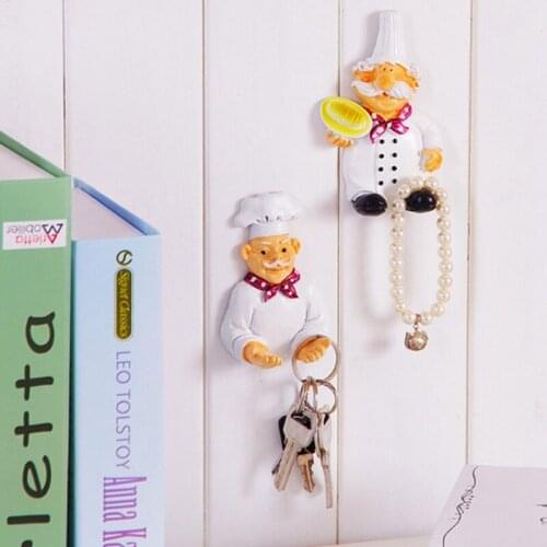 Cute Chef Shape Bracket Organizer Socket Power Cord Storage Rack Hanging Hook Key Accessories Storage Home Supplies