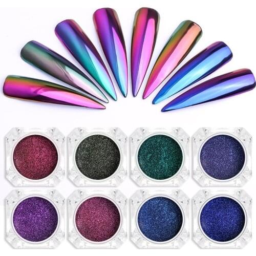 Nail Glitter Dipping Powder Set With Powder Brush Metallic Color Laser DIY Nail Art Decorations Chunky Glitter