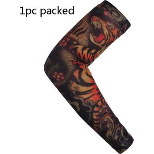 Huation Arm Warmer Unisex UV Protection Outdoor Temporary Fake Tattoo Arm Sleeve Sport Elastic Oversleeve Arm Warmers