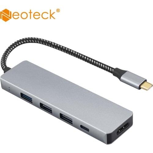 Neoteck USB C Hub Multiport Adapter 5 in 1 Aluminum 4K HDMI Output 100W PD Charging Port USB 3.0 Ports for MacBook Pro, XPS