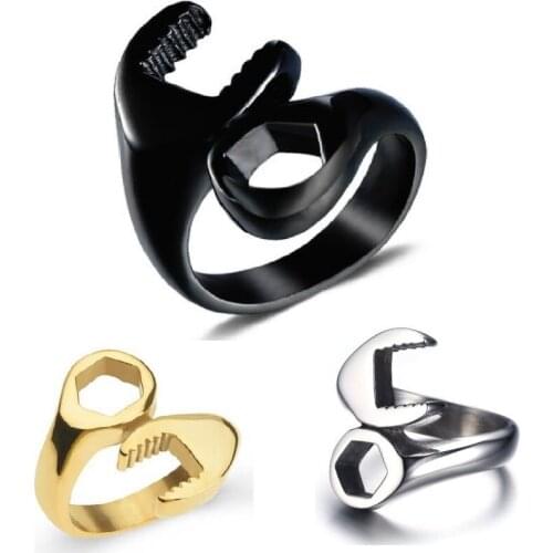 2021 New Creative Wrench Adjustable Ring for Men Women Hip Hop Gothic Fun Street Rock Party Jewelry Smooth Grunge Vintage