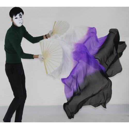 New dyed 1pair/2pcs OrientalDancing 100% real silk Veils Fans high quality Prefessional belly dance silk Fans for Dancers/Shows