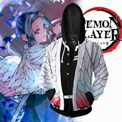 New Demon Slayer Kochou Shinobu Cosplay hooded Sweatshirt 3D Printed Hoodies Men Casual Tomioka Giyuu Sweatshirt Jacket