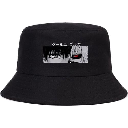 Tokyo Ghoul Kaneki Ken Eyes Anime Print Summer Hat Women Men Panama Bucket hat Cap The Design Flat Visor Harajuku Fisherman Hat