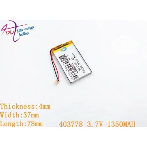 Polymer battery 1350mah 3.7V 403778 smart home MP3 speakers Li-ion battery for dvr,GPS,mp3,mp4,cell phone,speaker