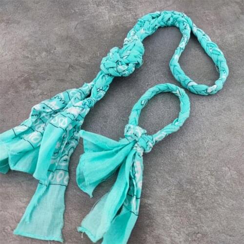 Hot Handmade Twisted Rope Print Bandana Necklace Beach Style Color Cloth Pendant Womens Jewelry
