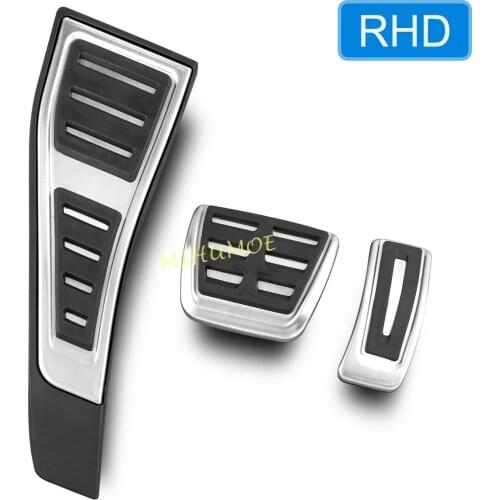 RHD Stainless Steel Rubber Car Foot Rest Dead Gas Accelerator Brake Pedal Plate Covers For 2016-2020 2021 Audi A4 A5