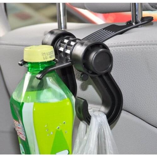 With Beverage Stand 180 Degree Swivel Car Seat Back Hook Metal Auto Car Seat Headrest Hanger Bag Hook Holder for Purse Bracket