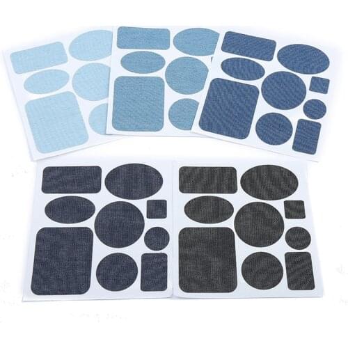 Self-adhesive Denim Patches for Clothes DIY Stripes Iron on Appliques Jeans Pants Knee Clothing Stickers Elbow Badge jeans patch