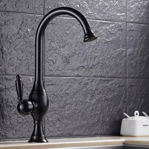 European-style kitchen sink tap all black copper bathroom basin stage basin can rotate hot and cold water tap gold