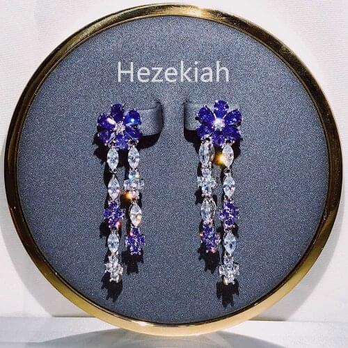 Hezekiah needle Flower Earrings Tassels Temperament lady Earrings Dance party High-end quality Luxury fashion Earrings