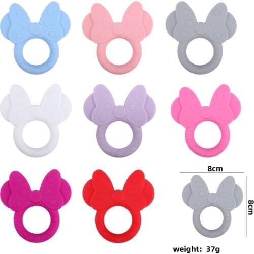 Silicone Baby Teether Mouse Head Animal Food Grade Silicone Teething Bead Toys For Teeth Tiny Rod Baby Teether Gift