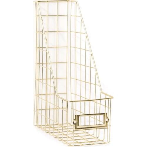 Nordic Wrought Iron Grid File Holder Single Layer Desk Shelf Magazine Book Storage Rack Organizer