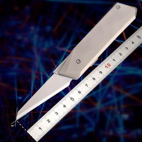 Folding Knife 14C28N Blade Titanium Handle With Leather Sheath Tactical Kitchen Outdoor Survival Hunting Pocket Knives EDC Tool